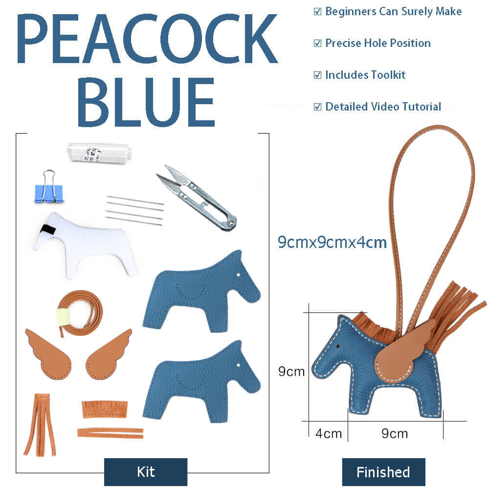 Rodeo Horse Bag Charm DIY Kit – Babylon Leather - Babylon LeatherBabylon LeatherSY108-Peacock Blue-White
