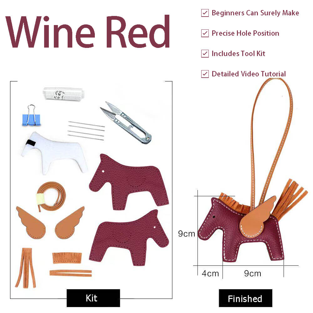Rodeo Horse Bag Charm DIY Kit – Babylon Leather - Babylon LeatherBabylon LeatherSY108-Wine Red-White