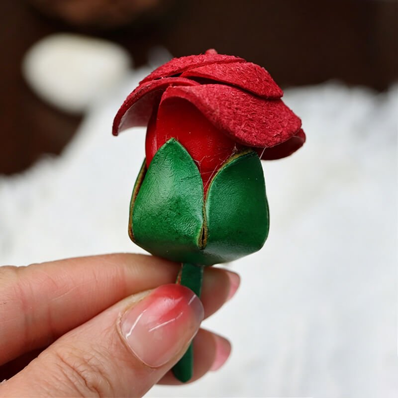 Rose Flower Leather Bag Charm – Babylon Leather - Babylon LeatherBabylon LeatherLLZ37-Red