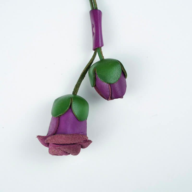 Rose Flower Shape Leather Charm Keychain – Babylon Leather - Babylon LeatherBabylon LeatherLL81-Purple
