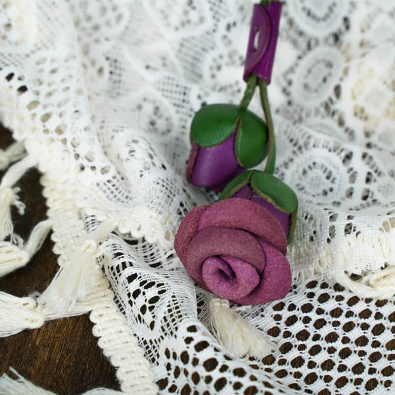 Rose Flower Shape Leather Charm Keychain – Babylon Leather - Babylon LeatherBabylon LeatherLL81-Purple