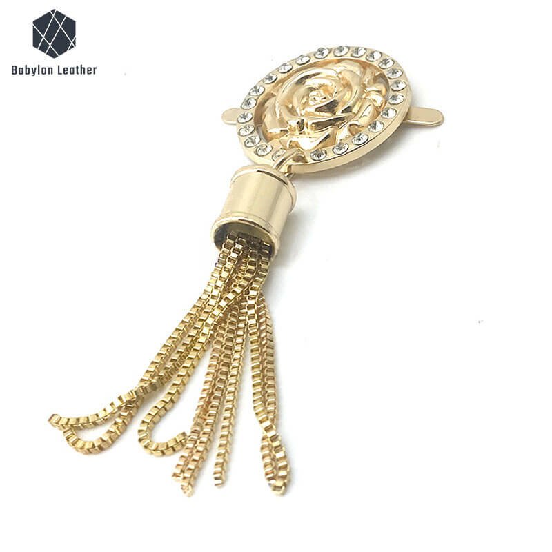 Rose Inlaid Diamond with Tassel Creative Decorative Buckle(1 PACK) - Babylon LeatherBabylon LeatherDB - 028