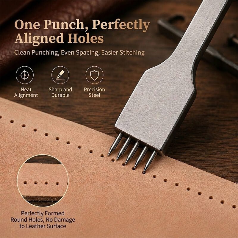 Round Stitch Pricking Iron for Cross & Internal Seams – Babylon Leather - Babylon LeatherBabylon LeatherXH13-3mm-2 Prong