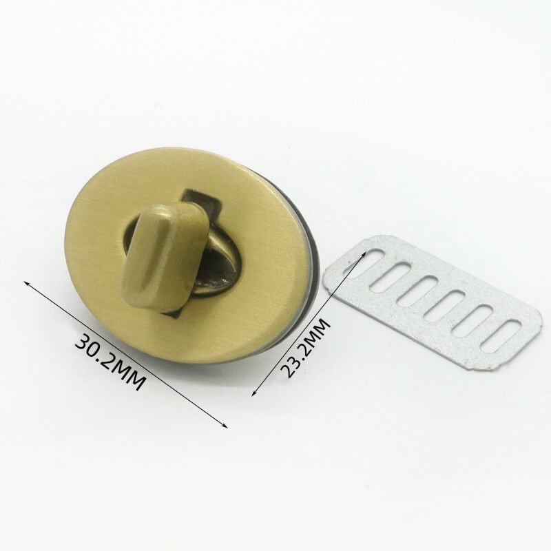 Round Turn Lock Clasp - Babylon Leather - Babylon LeatherBabylon LeatherJY14-Brushed Antique Brass-30.2mm