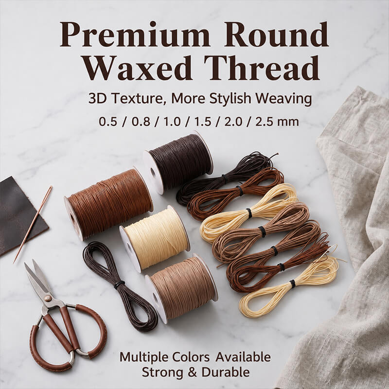 Round Waxed Cord for Leather Braiding and Bag Charm Making - Babylon Leather - Babylon LeatherBabylon LeatherPP33-Black-0.5mm\10m