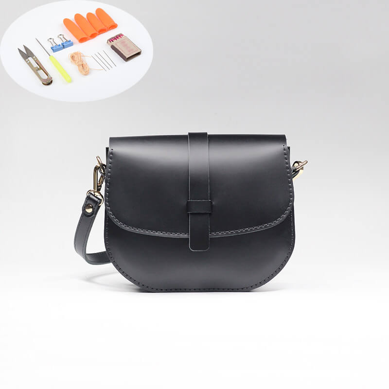 Saddle Crossbody Bag Top Grain Leather DIY Kit – Babylon Leather - Babylon LeatherBabylon LeatherCY23-Black