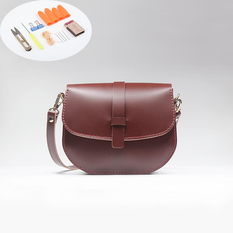 Saddle Crossbody Bag Top Grain Leather DIY Kit – Babylon Leather - Babylon LeatherBabylon LeatherCY23-Wine Red
