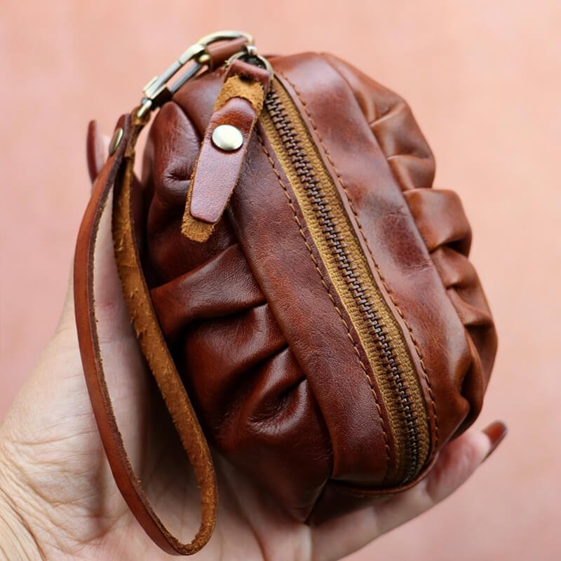 Seashell - Shaped Leather Coin Purse – Babylon Leather - Babylon LeatherBabylon LeatherLLZ127-Brown