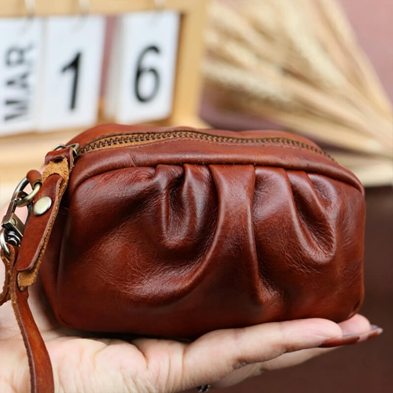 Seashell - Shaped Leather Coin Purse – Babylon Leather - Babylon LeatherBabylon LeatherLLZ127-Brown