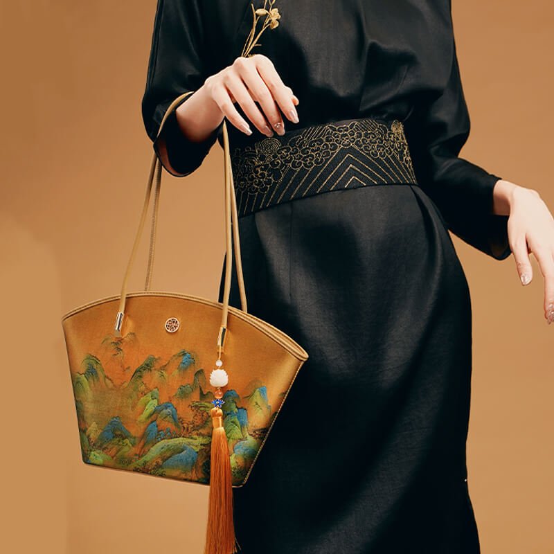 Serene Horizon Leather and Silk Handbag Shoulder Bag – Babylon Leather - Babylon LeatherBabylon LeatherTX204-Yellow