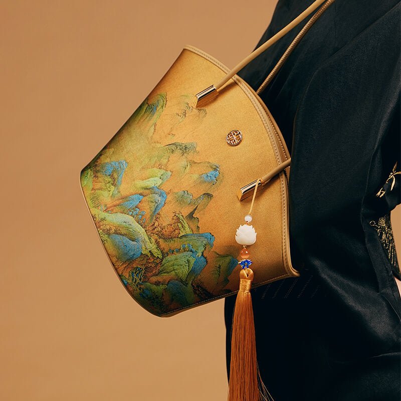 Serene Horizon Leather and Silk Handbag Shoulder Bag – Babylon Leather - Babylon LeatherBabylon LeatherTX204-Yellow
