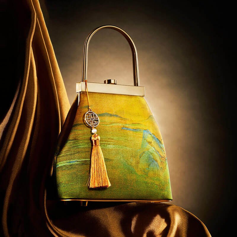Serene Horizon Leather and Silk Handle Bag – Babylon Leather - Babylon LeatherBabylon LeatherTX030-Yellow