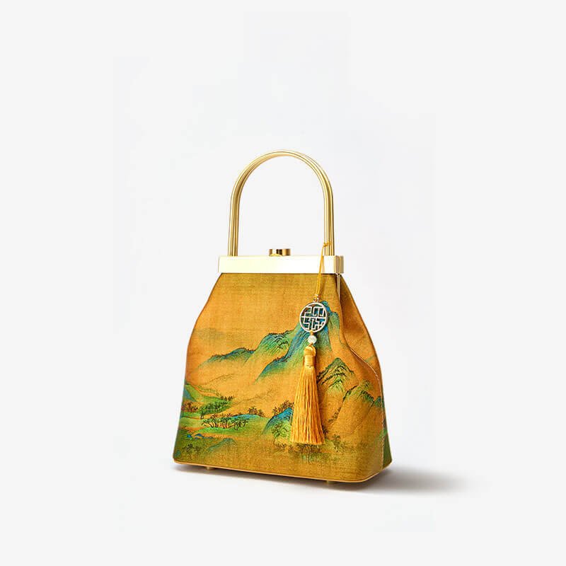 Serene Horizon Leather and Silk Handle Bag – Babylon Leather - Babylon LeatherBabylon LeatherTX030-Yellow