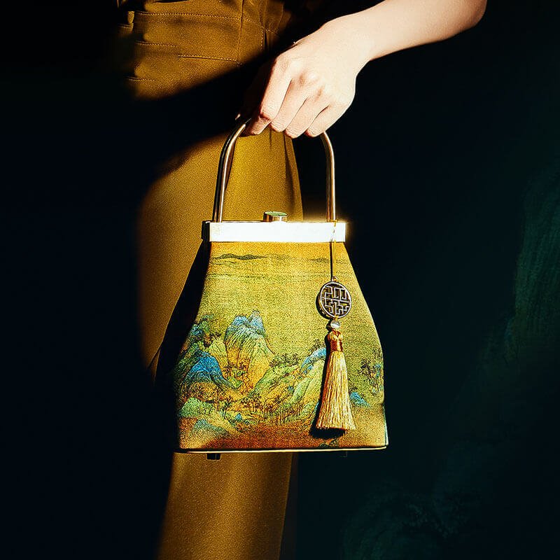 Serene Horizon Leather and Silk Handle Bag – Babylon Leather - Babylon LeatherBabylon LeatherTX030-Yellow