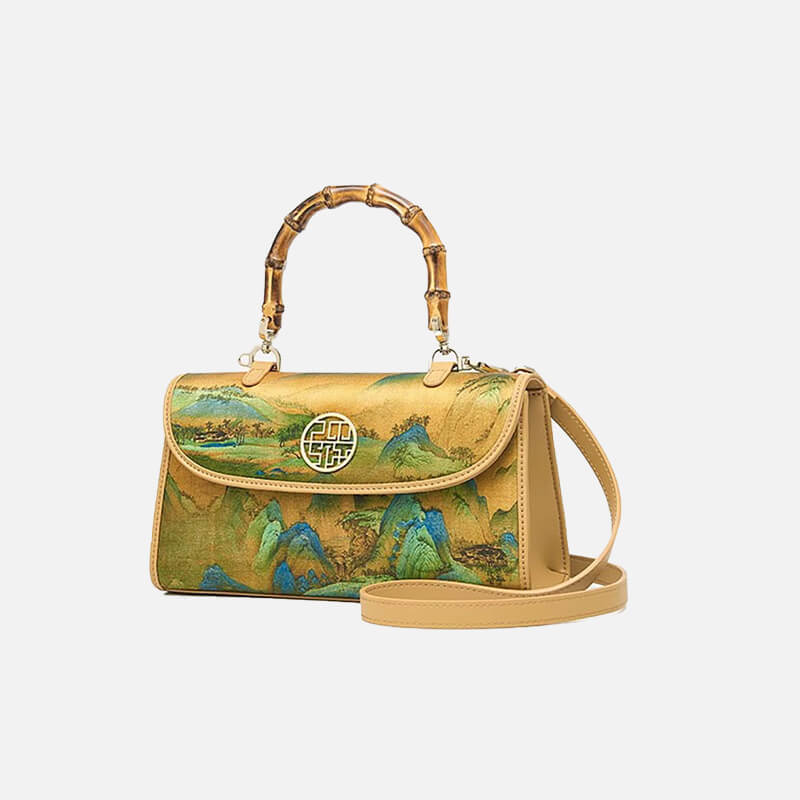 Serene Horizon Silk Bamboo Joint Handbag – Babylon Leather - Babylon LeatherBabylon LeatherTX044-Yellow