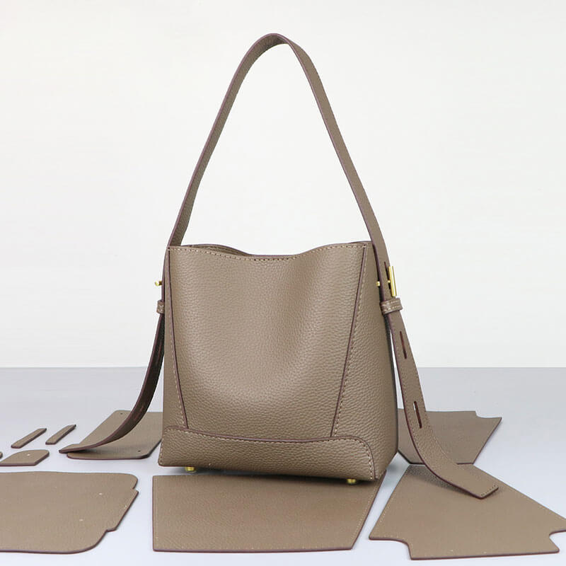 Shoulder Bucket Bag DIY Leather Craft Kit – Babylon Leather - Babylon LeatherBabylon LeatherSY72 - Lychee - Brown - White