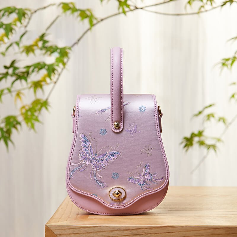 Silent Arc Leather and Silk Crossbody Handbag – Babylon Leather - Babylon LeatherBabylon LeatherTX167-Pink 2