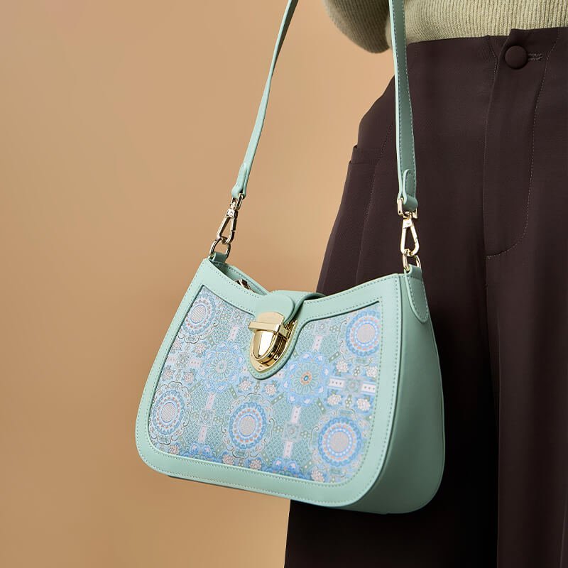 Silent Compass Leather and Silk Shoulder Bag – Babylon Leather - Babylon LeatherBabylon LeatherTX085-Cyan