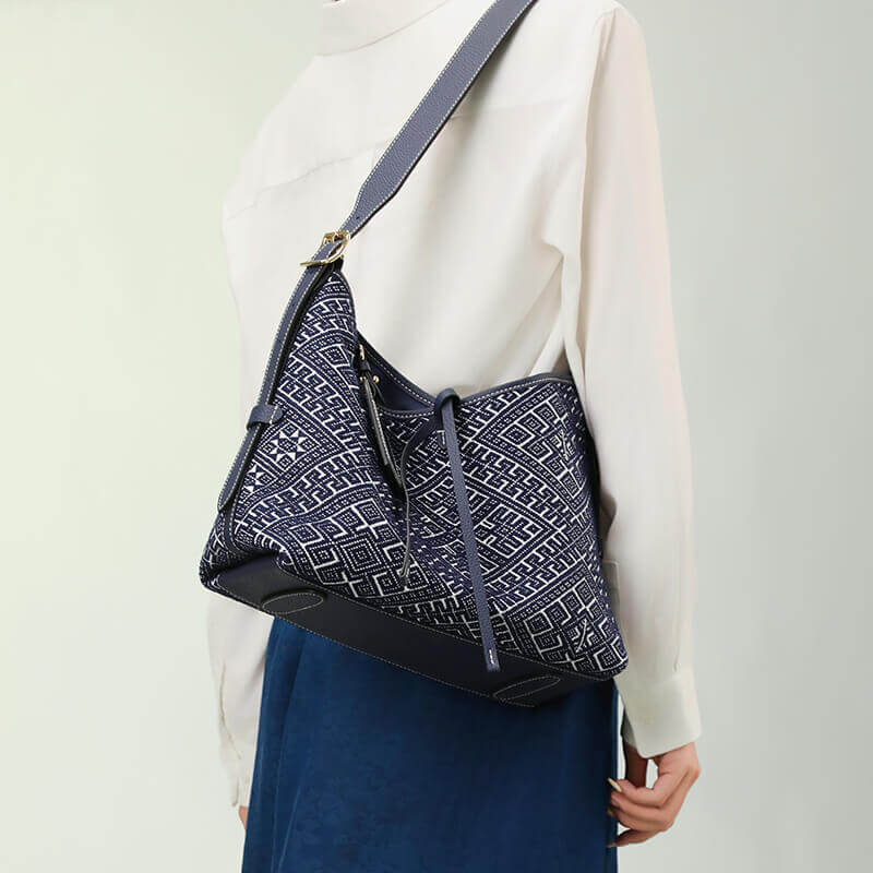 Silent Strength Leather and Silk Shoulder Tote Bag – Babylon Leather - Babylon LeatherBabylon LeatherTX092-Blue