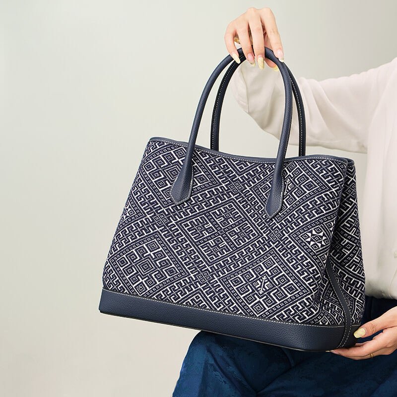 Silent Strength Leather & Silk Handbag – Babylon Leather - Babylon LeatherBabylon LeatherTX089-Blue