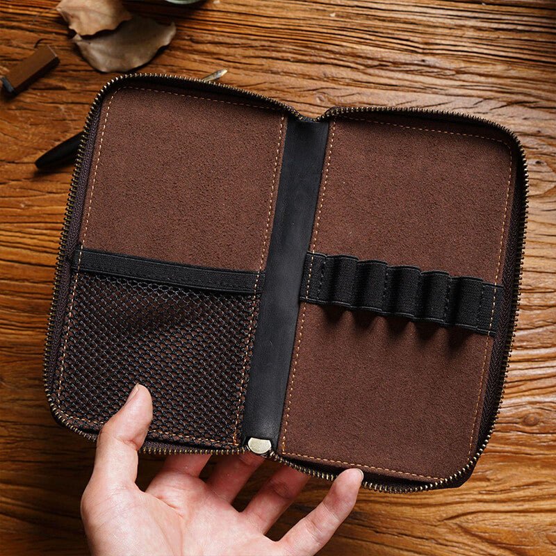 Slim Zip Leather Pencil Case – Babylon Leather - Babylon LeatherBabylon LeatherAN40-Brown