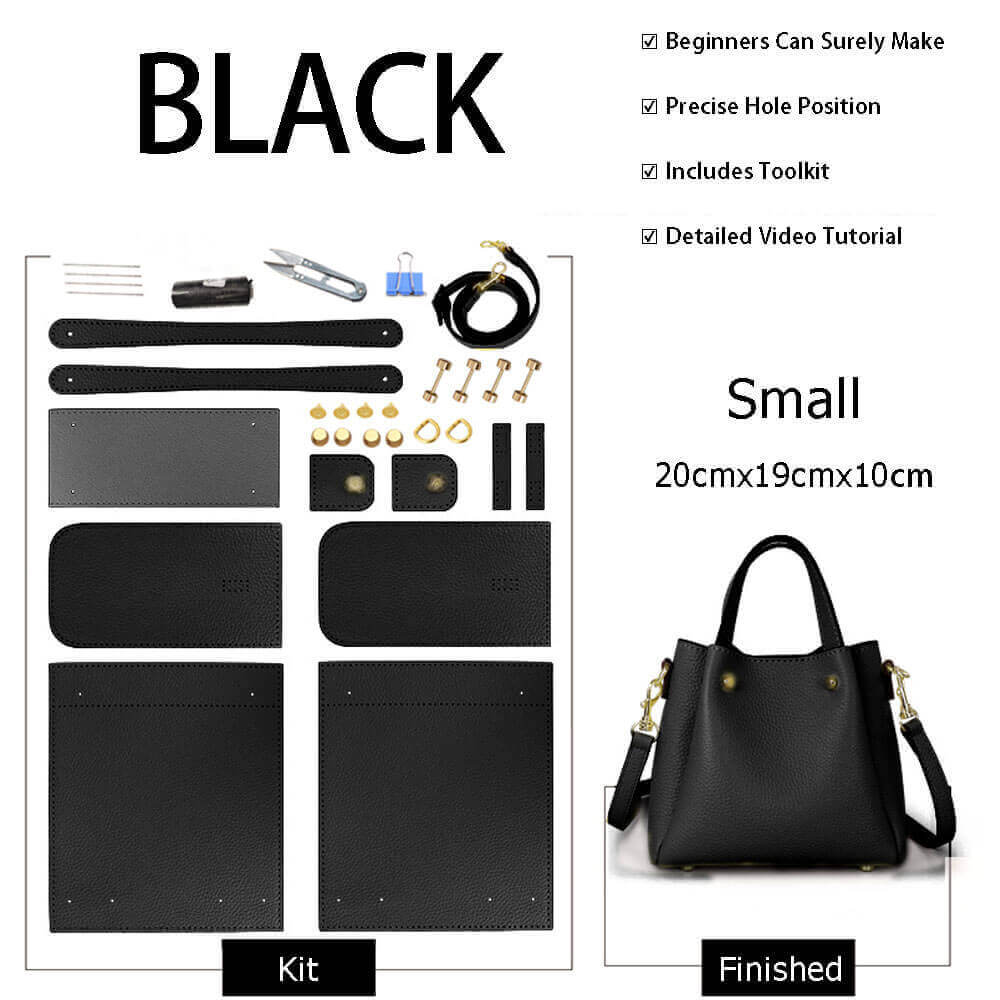 Small Bucket Tote Bag DIY Kit – Babylon Leather - Babylon LeatherBabylon LeatherSY63-Black-Color-Matched