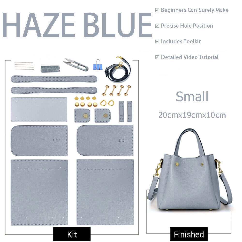 Small Bucket Tote Bag DIY Kit – Babylon Leather - Babylon LeatherBabylon LeatherSY63-Haze Blue-Color-Matched