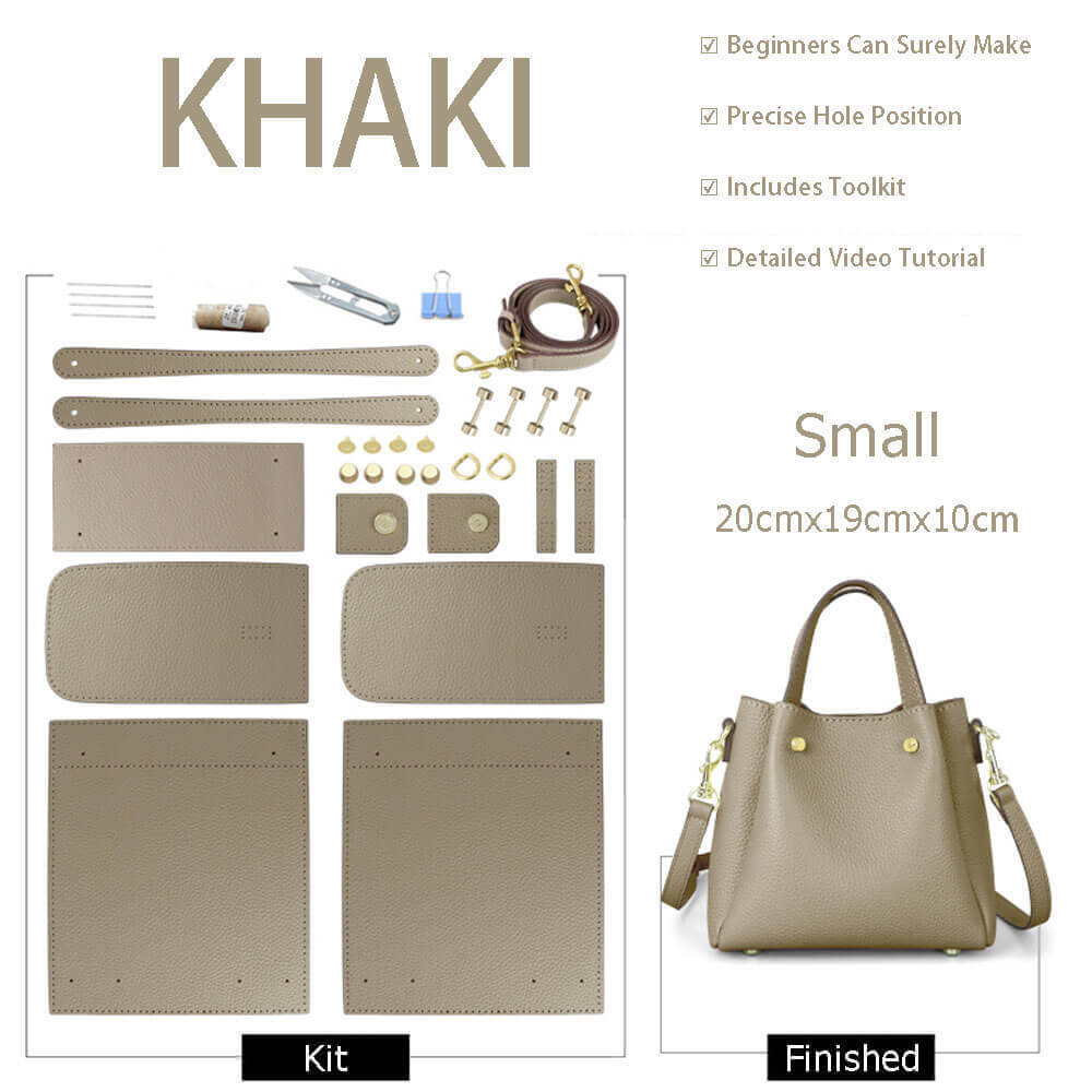 Small Bucket Tote Bag DIY Kit – Babylon Leather - Babylon LeatherBabylon LeatherSY63-Khaki-Color-Matched