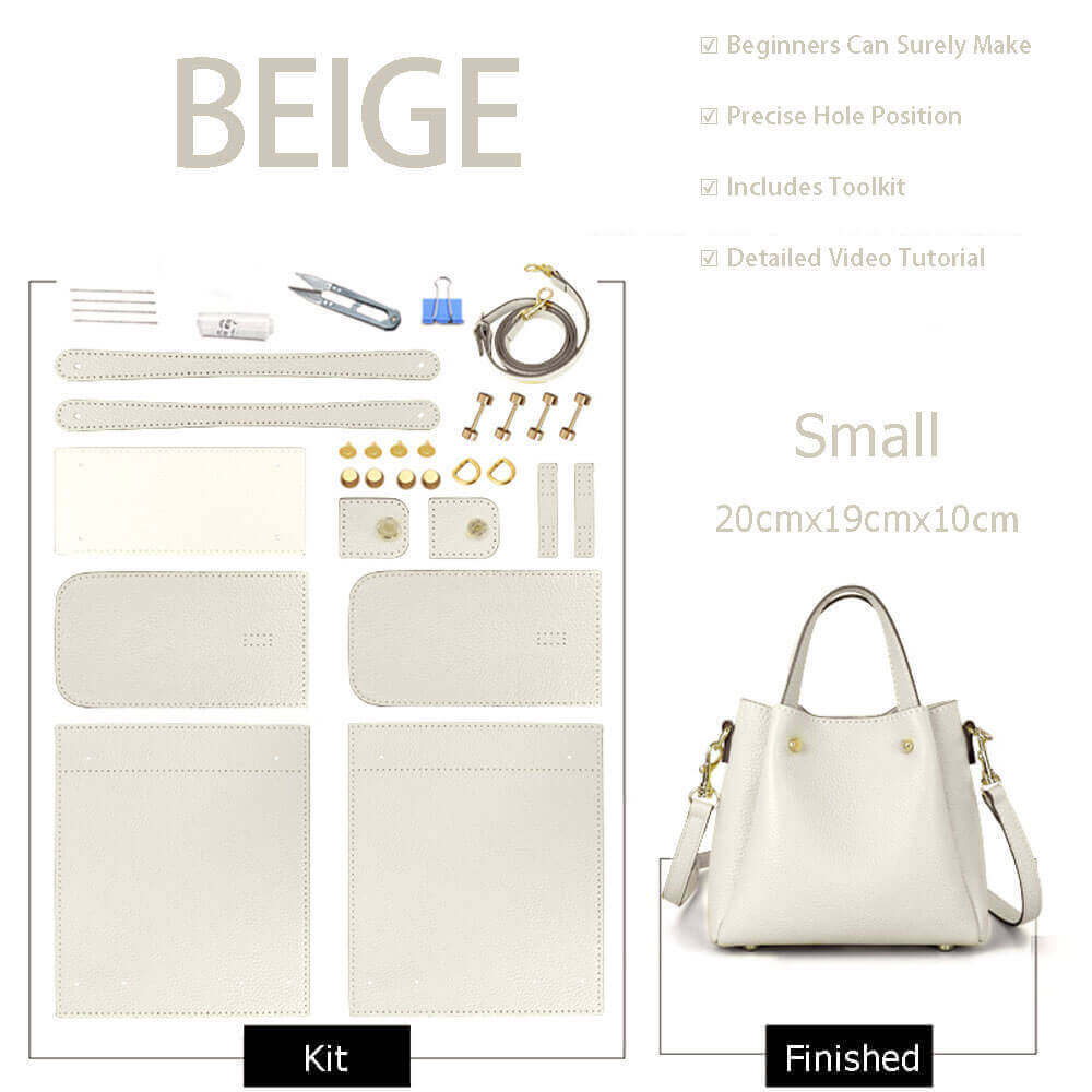 Small Bucket Tote Bag DIY Kit – Babylon Leather - Babylon LeatherBabylon LeatherSY63-White-Color-Matched
