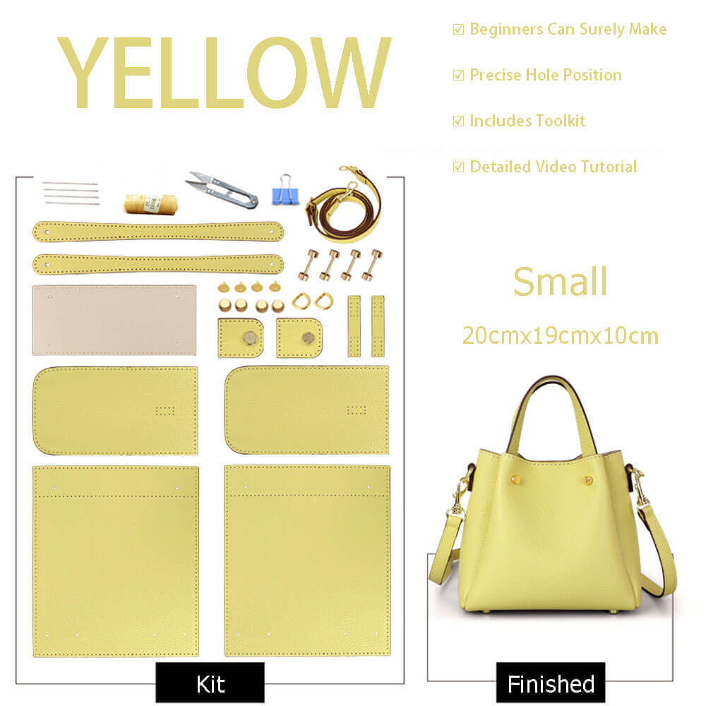 Small Bucket Tote Bag DIY Kit – Babylon Leather - Babylon LeatherBabylon LeatherSY63-Yellow-Color-Matched