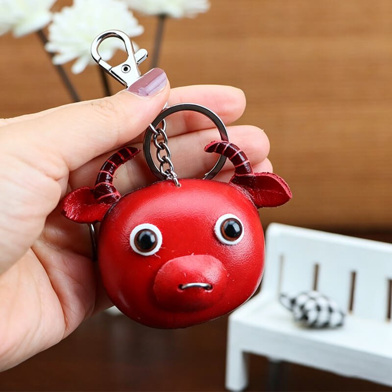 Small Calf Leather Bag Charm – Babylon Leather - Babylon LeatherBabylon LeatherLLZ77-Red