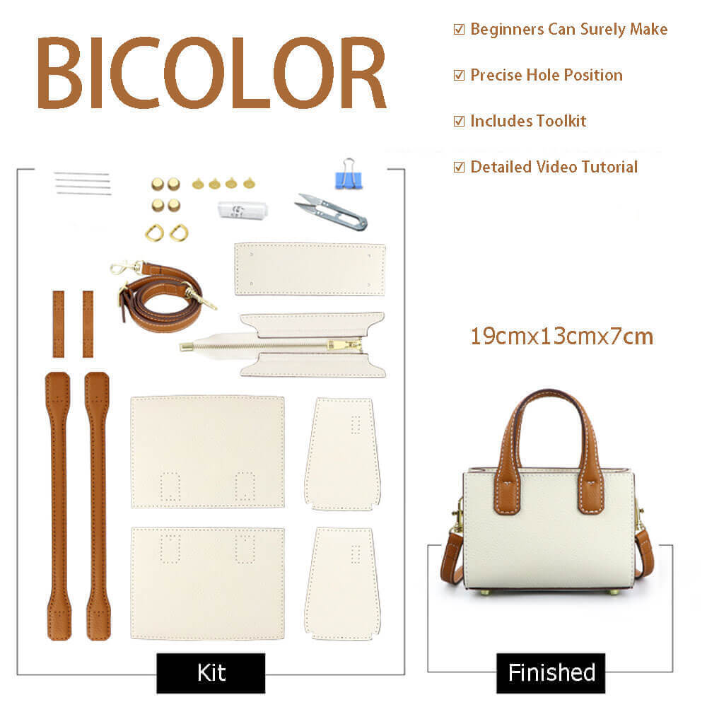 Small Crossbody Leather Bag DIY Kit – Babylon Leather - Babylon LeatherBabylon LeatherSY73-Bicolor-Color-Matched