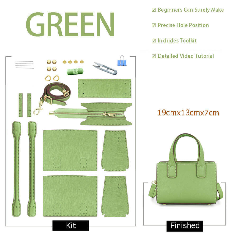 Small Crossbody Leather Bag DIY Kit – Babylon Leather - Babylon LeatherBabylon LeatherSY73-Green-Color-Matched