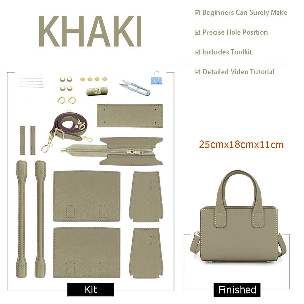 Small Crossbody Leather Bag DIY Kit – Babylon Leather - Babylon LeatherBabylon LeatherSY73-Khaki-Color-Matched