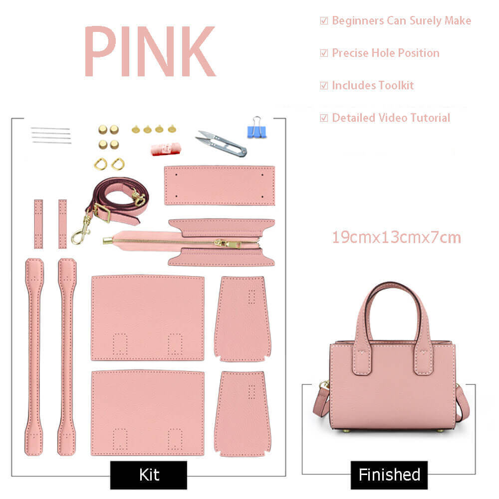 Small Crossbody Leather Bag DIY Kit – Babylon Leather - Babylon LeatherBabylon LeatherSY73-Pink-Color-Matched