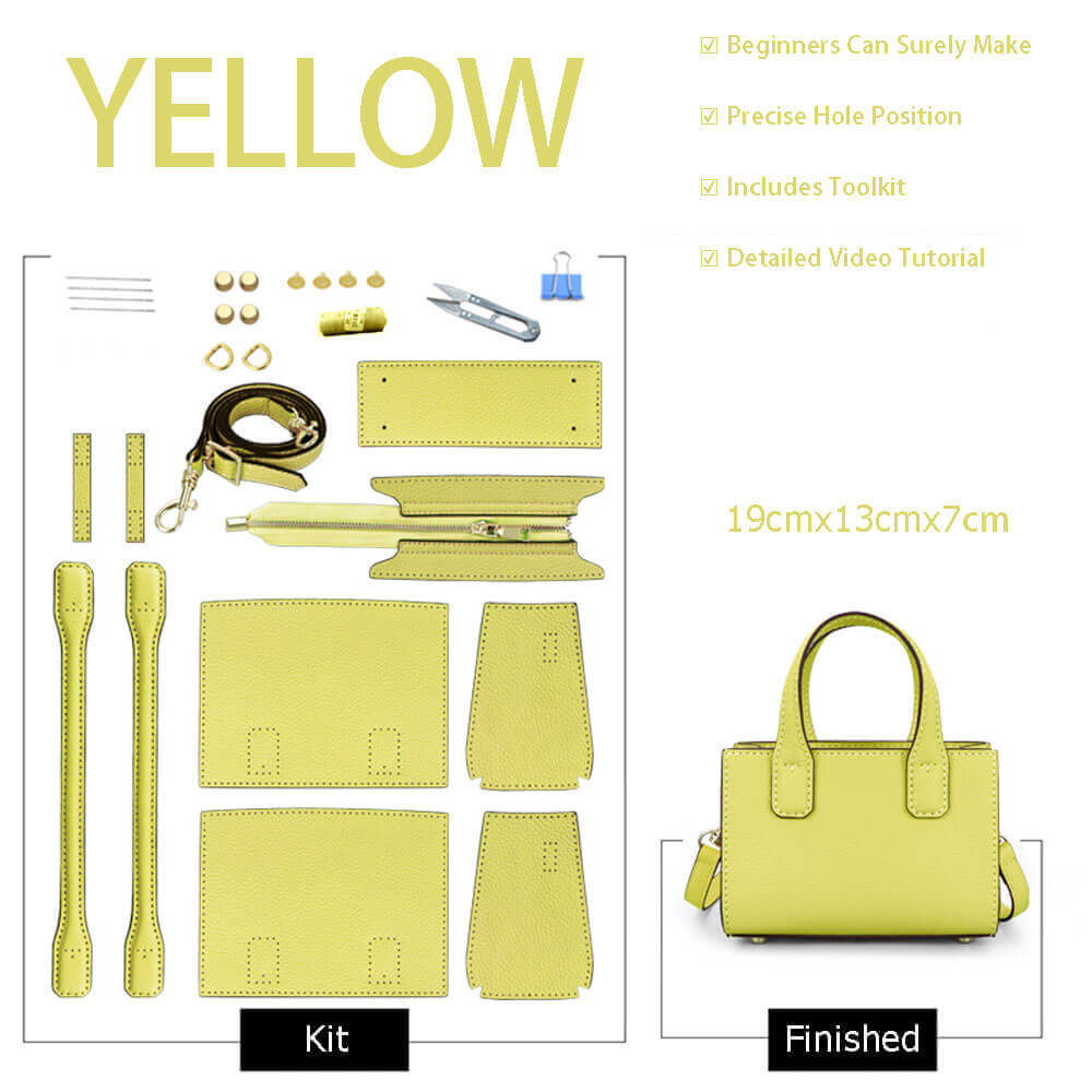 Small Crossbody Leather Bag DIY Kit – Babylon Leather - Babylon LeatherBabylon LeatherSY73-Yellow-Color-Matched