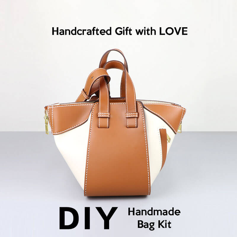 Small Hammock Bag DIY Kit – Babylon Leather - Babylon LeatherBabylon LeatherSY93 - Caramel & White - White