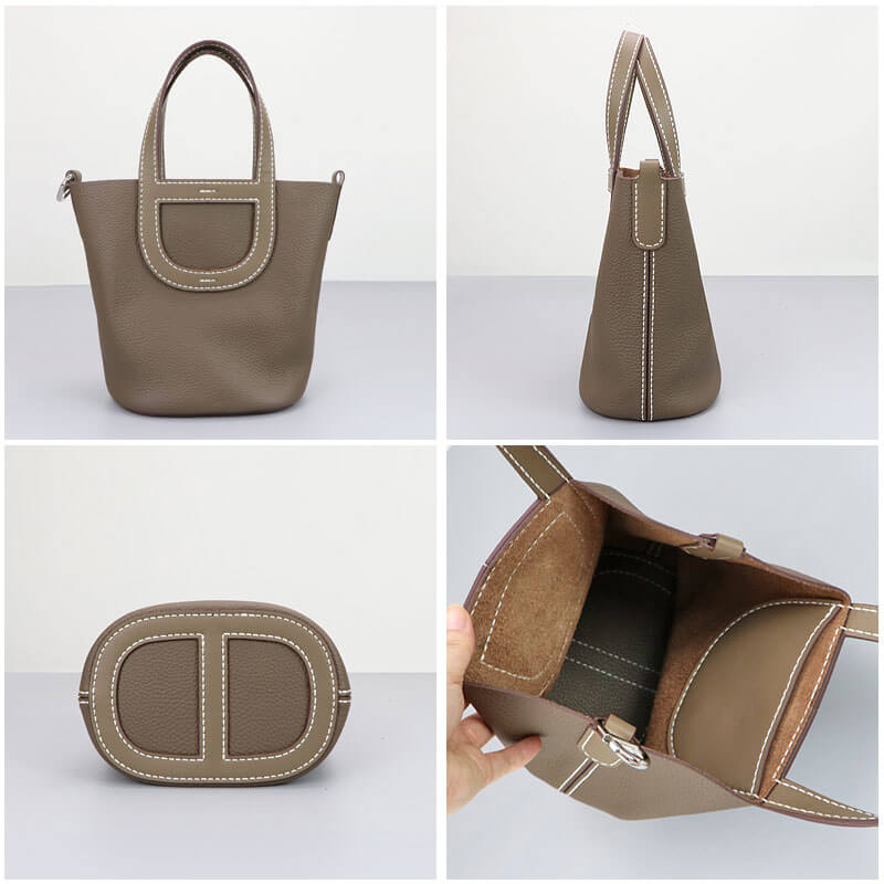 Small Picotin Lock Bag DIY Kit – Babylon Leather - Babylon LeatherBabylon LeatherSY92 - Brown - White