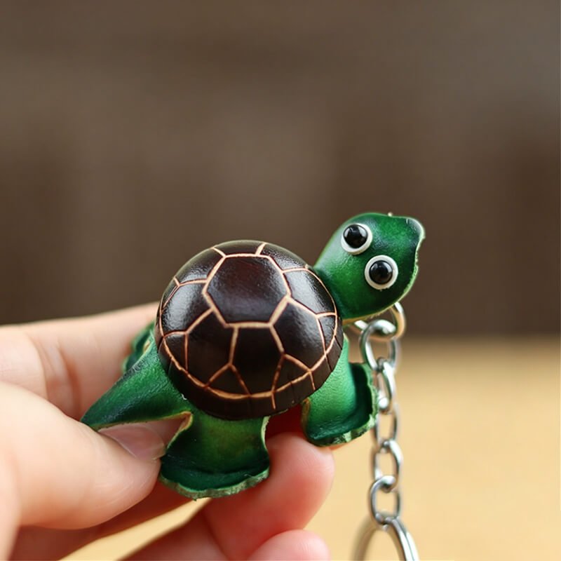 Small Turtle - Shaped Top - Grain Leather Keychain – Babylon Leather - Babylon LeatherBabylon LeatherLLZ01-Brown