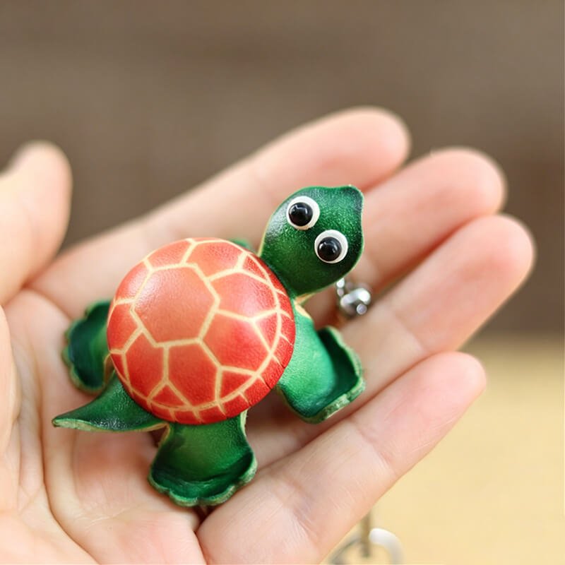 Small Turtle - Shaped Top - Grain Leather Keychain – Babylon Leather - Babylon LeatherBabylon LeatherLLZ01-Orange