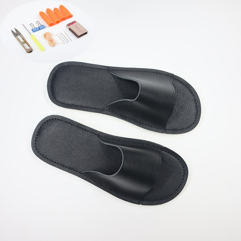 Soft - Sole House Slippers PU Leather DIY Kit – Babylon Leather - Babylon LeatherBabylon LeatherCY15-US 5–6 EU 36–37-Black