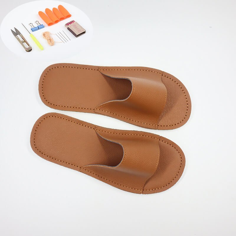 Soft - Sole House Slippers PU Leather DIY Kit – Babylon Leather - Babylon LeatherBabylon LeatherCY15-US 5–6 EU 36–37-Caramel