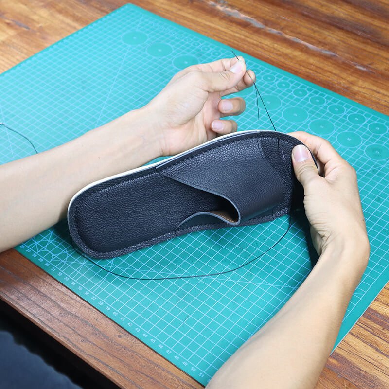 Soft - Sole House Slippers PU Leather DIY Kit – Babylon Leather - Babylon LeatherBabylon LeatherCY15-US 5–6 EU 36–37-Grey