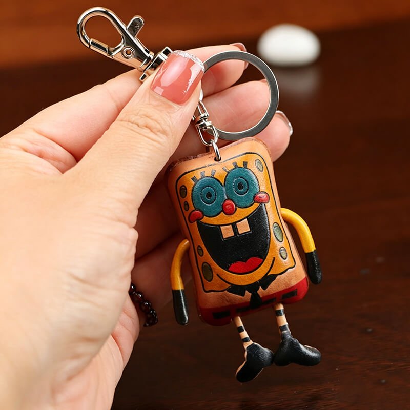 SpongeBob Style Leather Bag Charm – Babylon Leather - Babylon LeatherBabylon LeatherLLZ68-Orange
