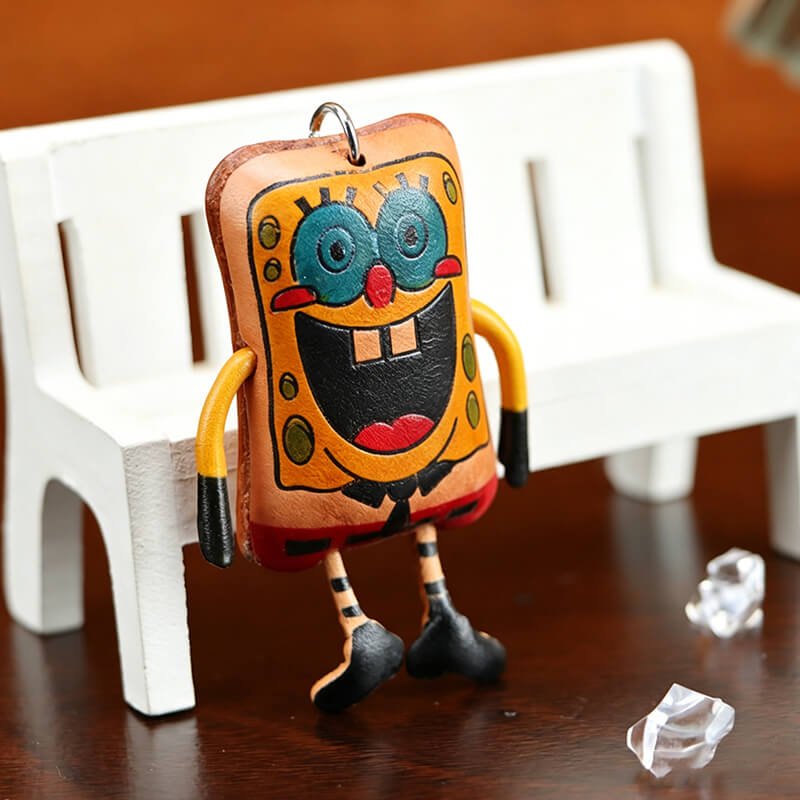 SpongeBob Style Leather Bag Charm – Babylon Leather - Babylon LeatherBabylon LeatherLLZ68-Orange
