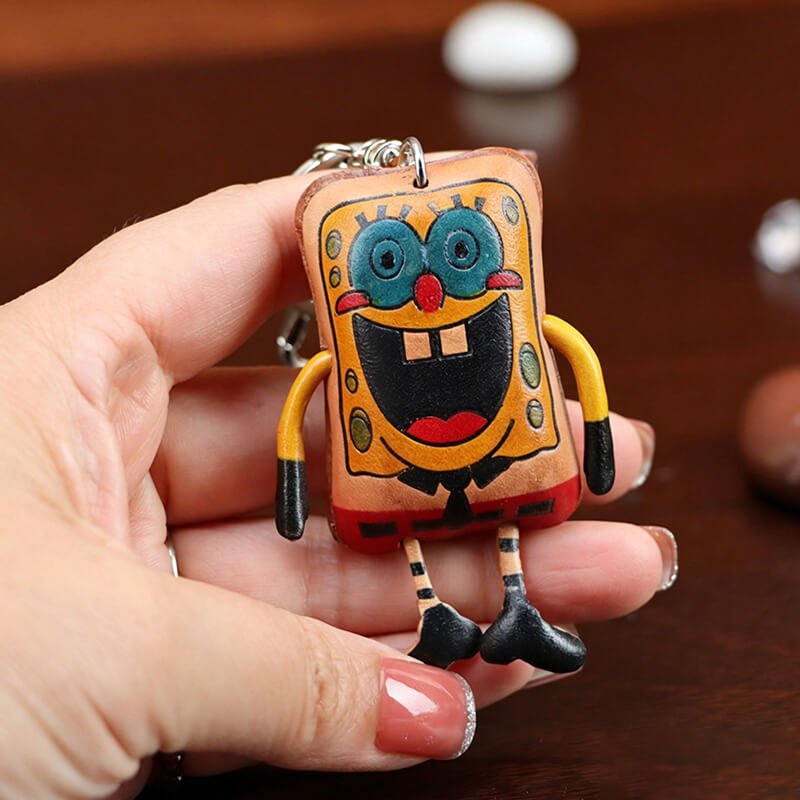 SpongeBob Style Leather Bag Charm – Babylon Leather - Babylon LeatherBabylon LeatherLLZ68-Orange
