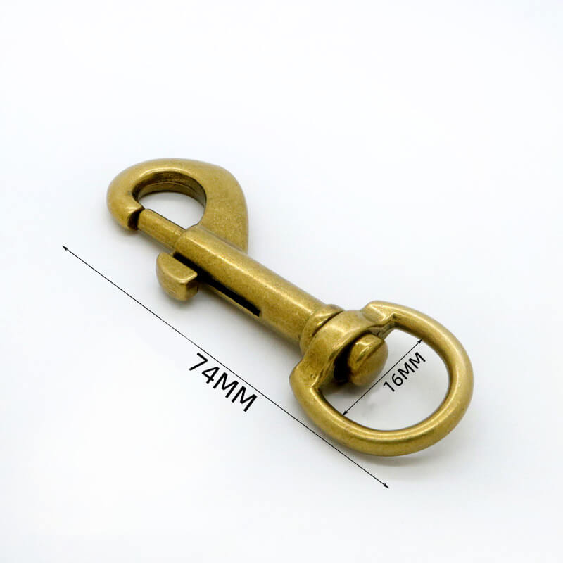 Square Eye Swivel Snap Hook - Babylon Leather - Babylon LeatherBabylon LeatherJY05-Antique Brass-16mm Round End