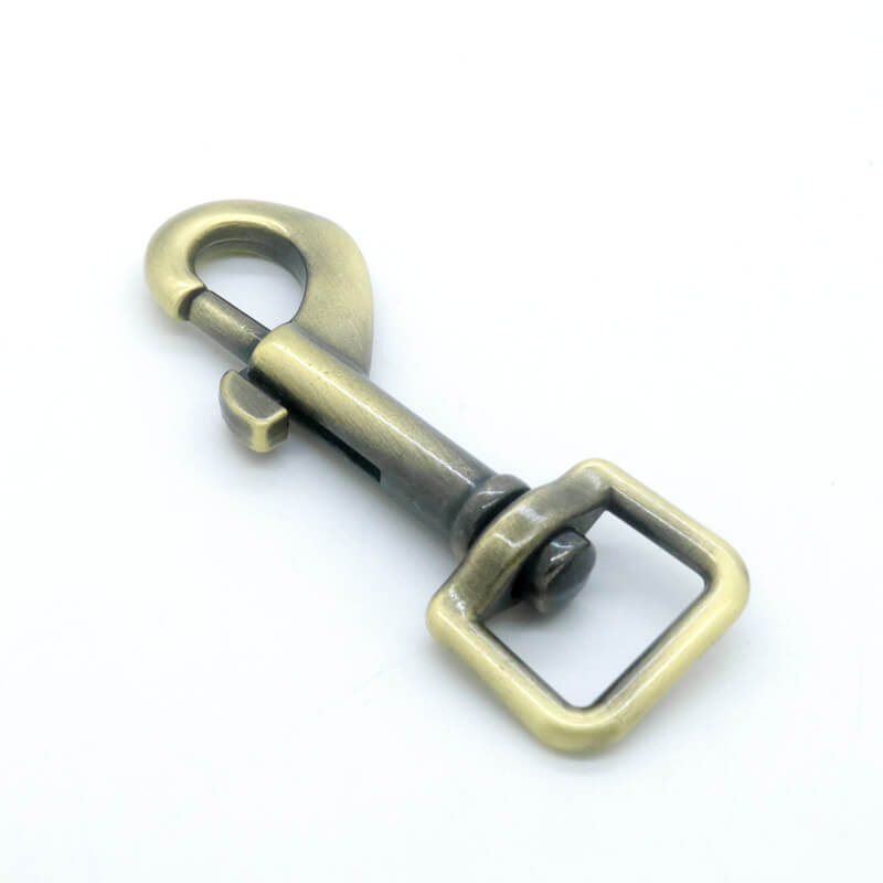 Square Eye Swivel Snap Hook - Babylon Leather - Babylon LeatherBabylon LeatherJY05-Brushed Antique Brass-16mm