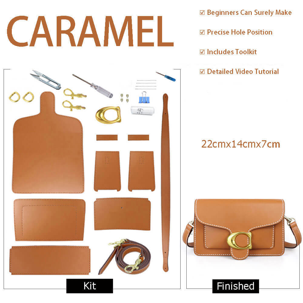 Square Leather Shoulder Bag DIY Kit – Babylon Leather - Babylon LeatherBabylon LeatherSY30 - Caramel - Color - Matched