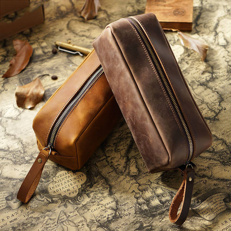 Square Zip Pencil Case Large – Babylon Leather - Babylon LeatherBabylon LeatherAN35-Brown